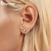 Bamoer 925 Sterling Silver Bezel Setting Moissanite Stud Earrings Round Cut Lab Diamond Earrings for Women Wedding Jewelry Gift