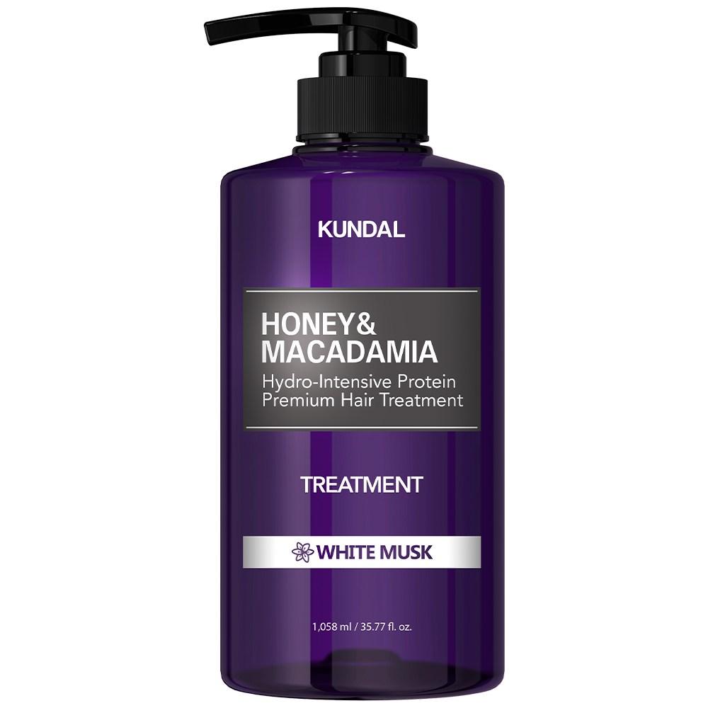 KUNDAL Средство для лечения волос Honey & Macadamia с ароматом белого мускуса, 1,058 л, 1 шт.