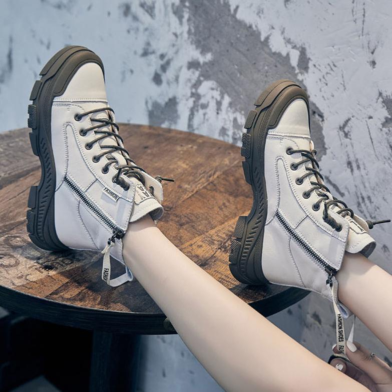 Весенне-осенняя обувь, модные женские ботинки из натуральной кожи, женские ботильоны на толстой подошве, брендовые женские ботильоны Botas