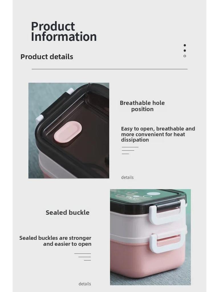 Microwaveable Double-Layer Plastic Lunch Box with Tableware