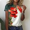 Summer Women 3D Floral Plants Printing T-Shirt Fashion Tops Tees Ladies Casual Short Sleeve Clothing