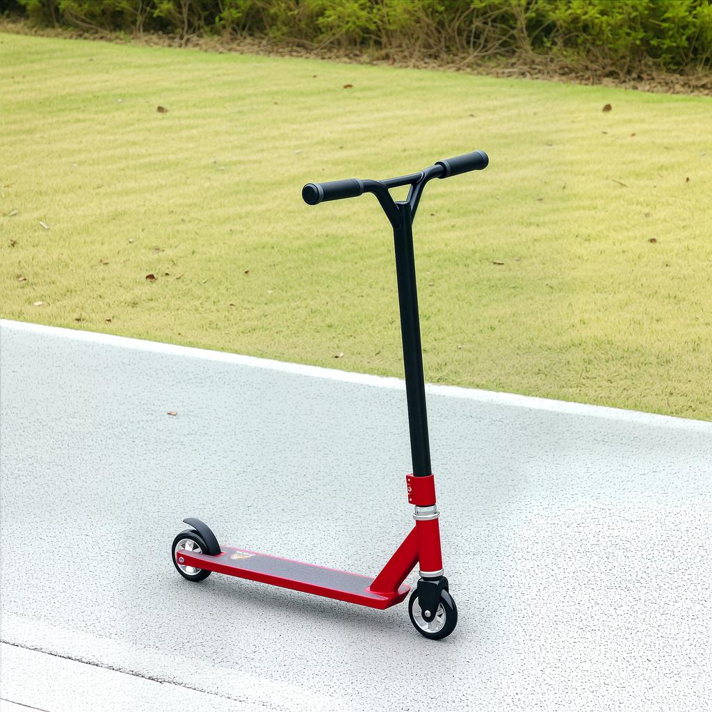 Stunt Scooter, 360 degrees Entry Level Tricks Scooter w/ Lightweight Aluminium Deck and ABEC 7 Bearing, For Age 14+ Beginners, Red