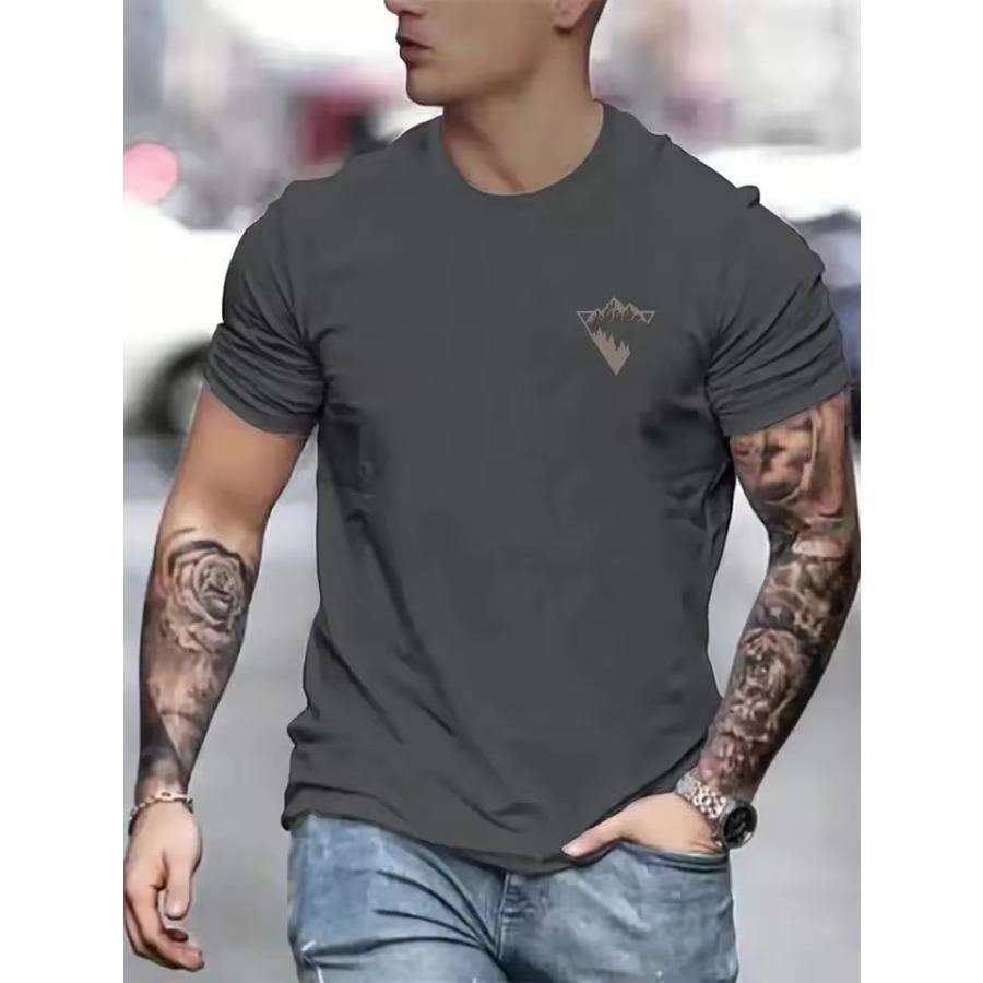 New Summer Daily Casual Men's T-shirt Outdoor Sports Short Sleeve Top 3D Mountain Print Men's T-shirt Street Fashion Men's Top