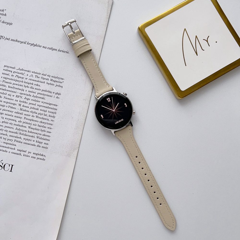 Универсальный ремешок для часов из натуральной кожи 20 мм 22 мм, элегантный удобный прочный ремешок для часов, аксессуар для часов, совместимый с Samsung, Huawei, Amazfit и т. д.