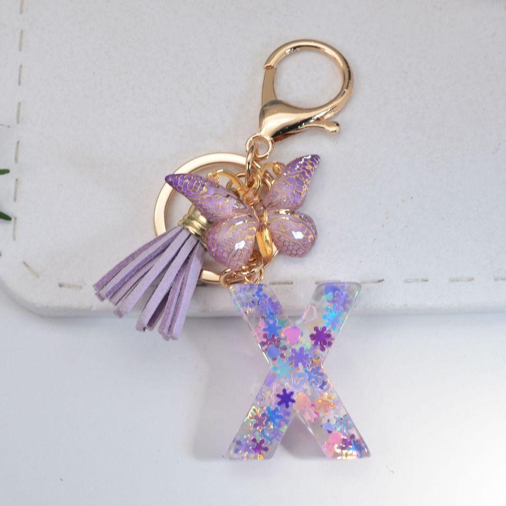 Инициалы алфавита фиолетовые снежинки брелок с буквами от А до Я 26 брелок с алфавитом подарки на день рождения