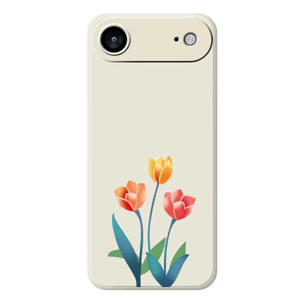 For iPhone 17 Air Case Three Flowers Pattern Printing Straight Edge TPU Phone Back Cover