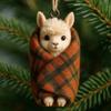 Yousheng Cozy Wrapped Critters Ornament 2D Acrylic Highland Cow Alpaca Hanging Ornament for Holiday Home Party Tree Decor