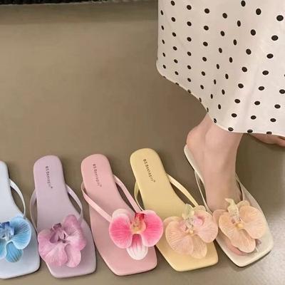 Шлепанцы Fairy Style Fake Seaside для женщин, Niche Evening Breeze, пляжные сандалии в форме лепестков, тапочки с открытым носком и плоской подошвой