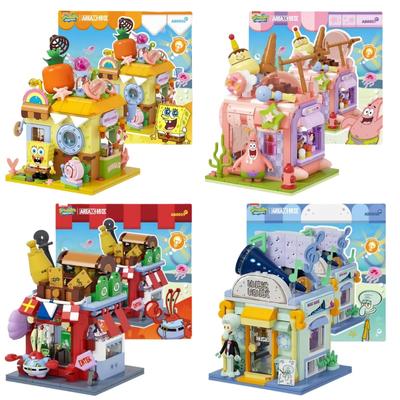 SEMBO Оригинальные Губка Боб Сделай сам Строительные блоки Серия «Уличный вид Магазин» Мистер. Красти Краб Патрик Сквидвард Сборная Модель Кукла Блочные Игрушки