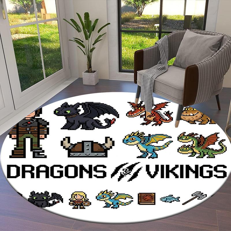 How Train Dragon Round Area Rug Carpet Rug For Living Room Bedroom Sofa Playroom Decor Nonslip Floor Mat