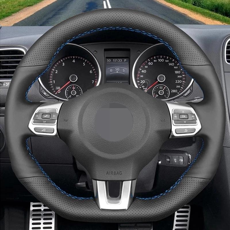 Для Volkswagen Golf 6 GTI MK6 VW Polo GTI Scirocco R Passat CC R-Line 2010 Автомобильный чехол на руль черный из искусственной кожи