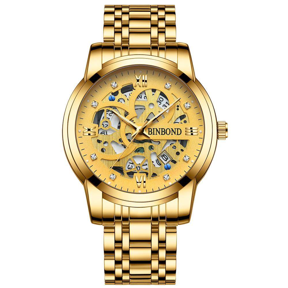 2025 новые полностью автоматические немеханические часы мужские водонепроницаемые календарь светящиеся турбийон тренд мужские полые дизайн