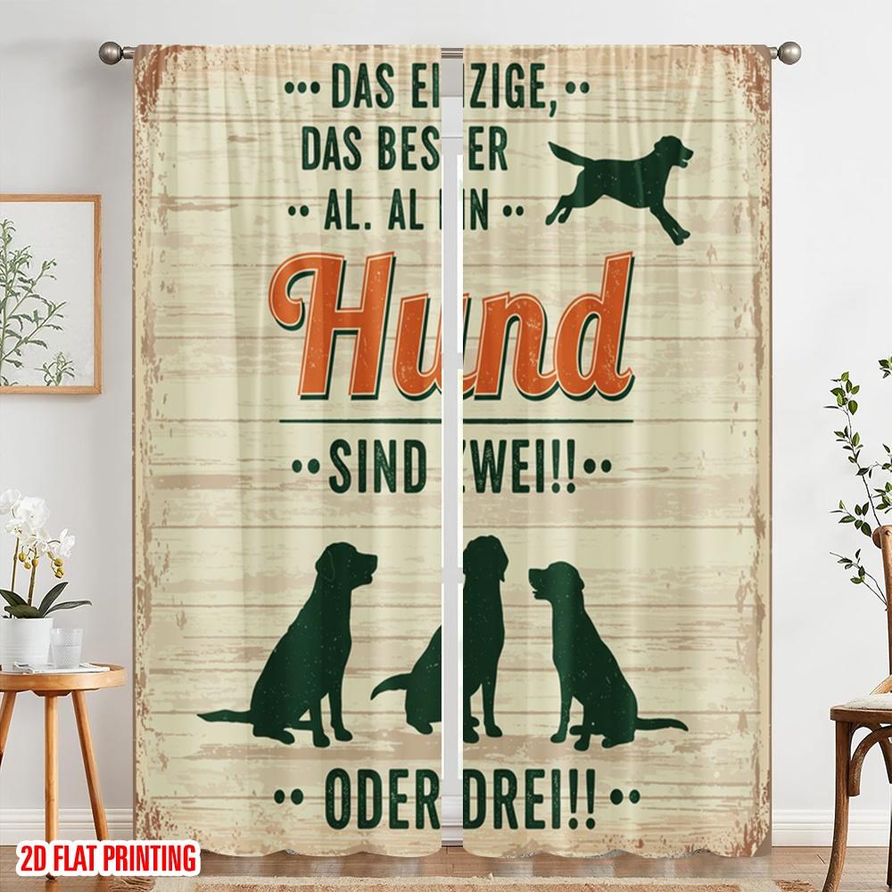 2pcs 2D flat printing Window Drapes Dog Lovers Best Is One Polyester Without Electricity Festive Holiday Use for All Occasions