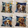 Catoon Starry Sky Dog Pillow Case Office Sofa Dorm Chair Back Short Plush Double-sided Printing Home  Cushion Cover