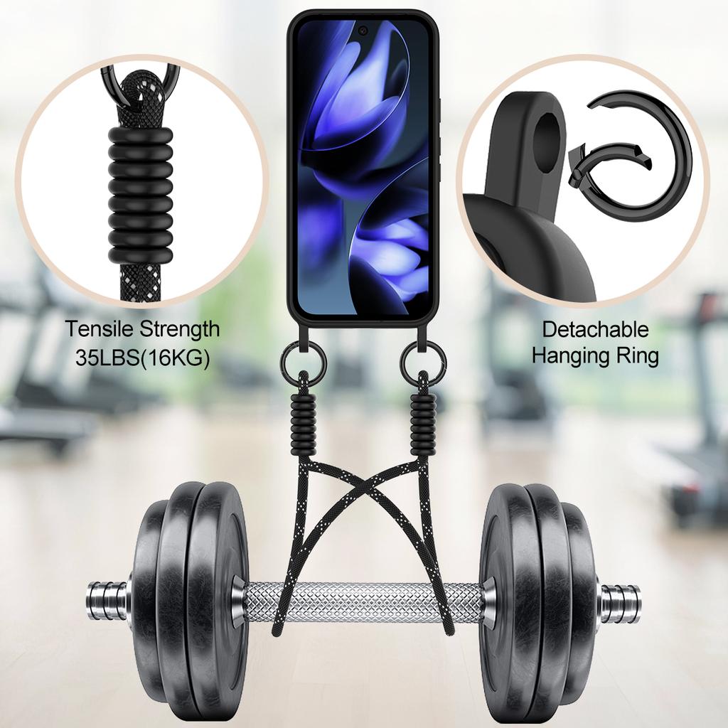 For Google Pixel 10 Liquid Silicone Case Phone Back Cover with Card Holder and Short Strap