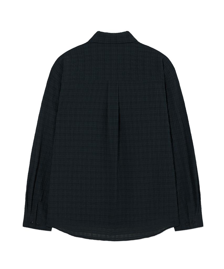 COVERNAT Summer Seersucker Shirt Navy