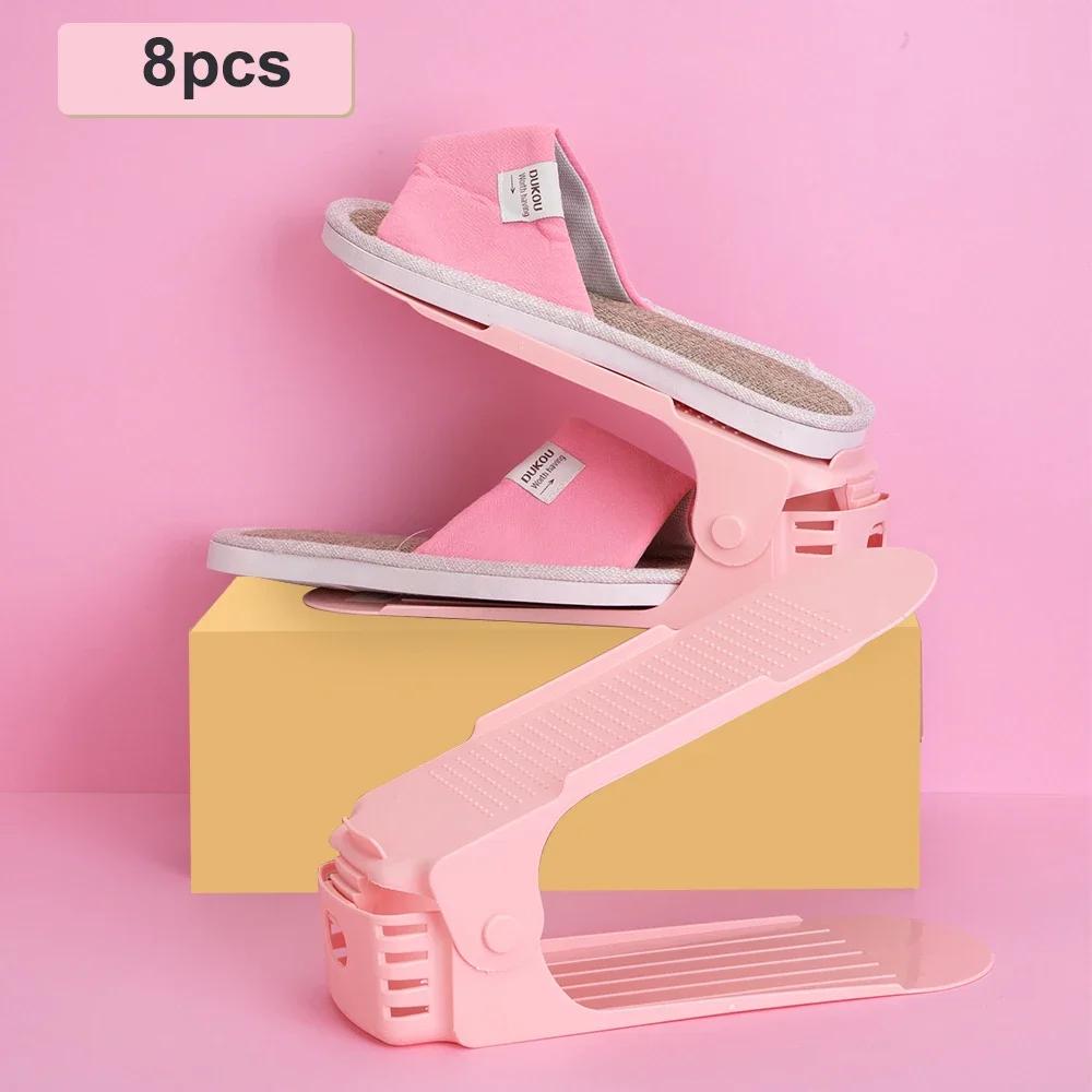 Double Layer Adjustable Shoe Stand, 8pc Shoe Organizer Box, Shoe Storage Rack for Home Closet, Space Saving