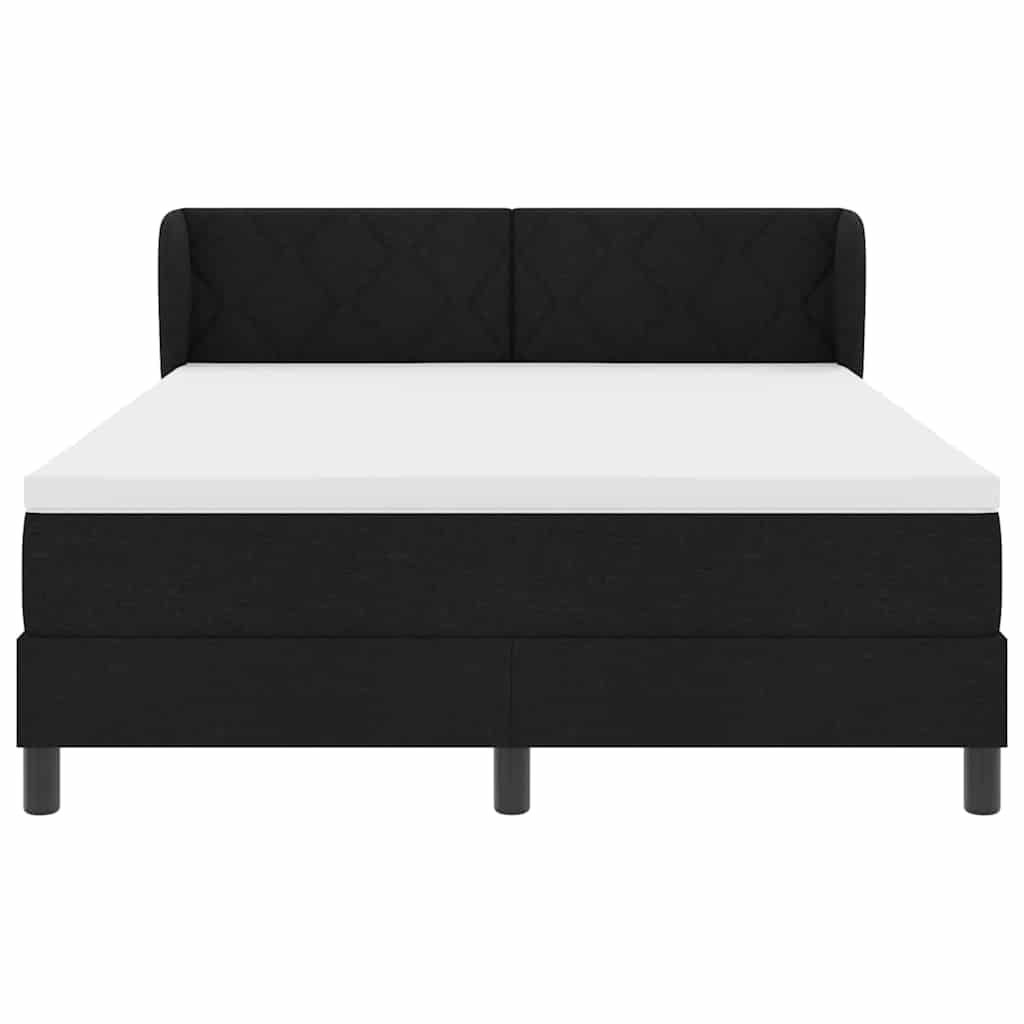 Box Spring Bed with Headboard Black 140 x 190 cm Fabric