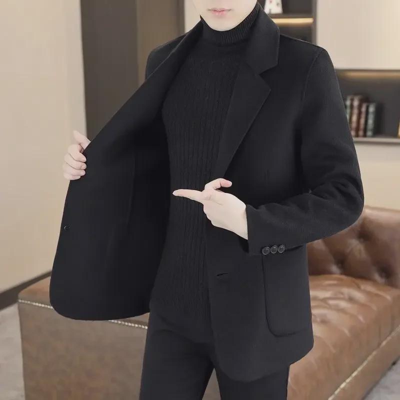 2024 Men's Woolen Stand Collar Coat - Autumn/Winter Business Casual Trend