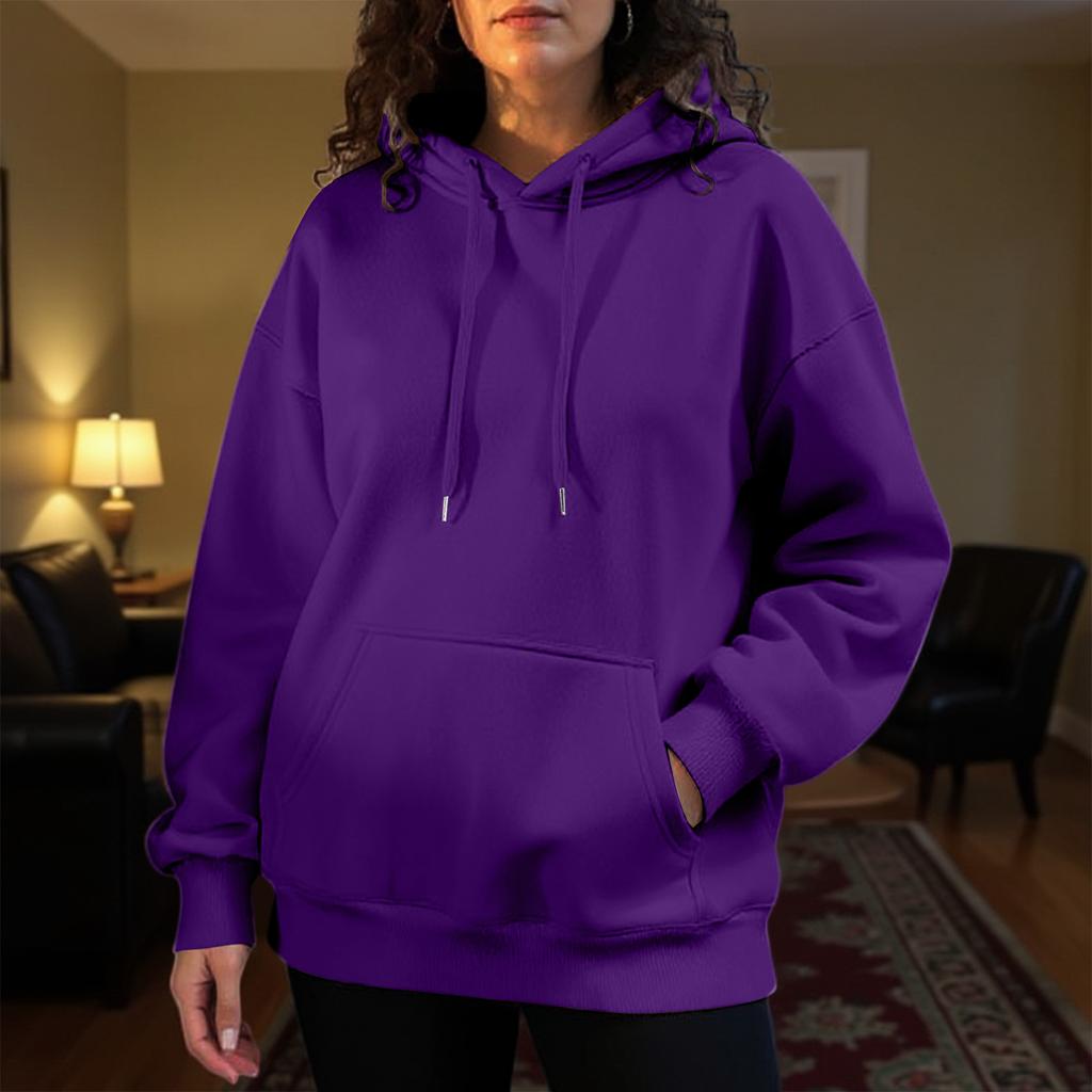 Women's Fashion Solid Color Casual Long Sleeve Hoodie