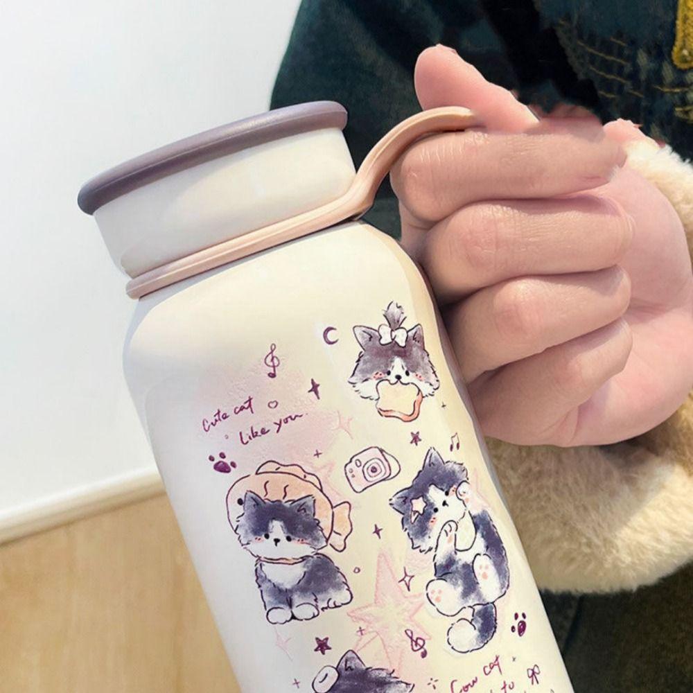 Large Capacity Cute Cat Thermos Cup Stainless Steel Cute Cat Thermos Bottle Children