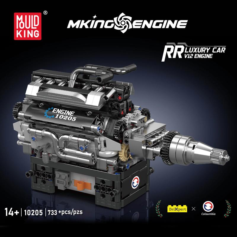 Mould King 10205 Роскошный автомобиль RR с двигателем V12, конструктор, сборная модель, набор кирпичиков, технические игрушки-машинки, Рождественский подарок для детей