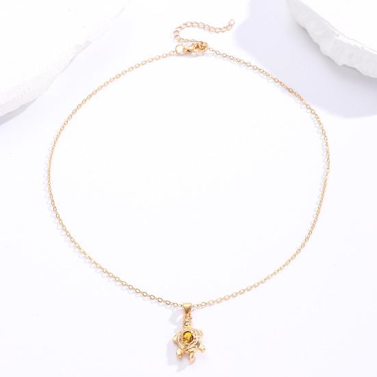 Женское летнее пляжное ожерелье Милый кулон в виде краба и черепахи с искусственным драгоценным камнем Ожерелье в прибрежном стиле для пляжного отдыха