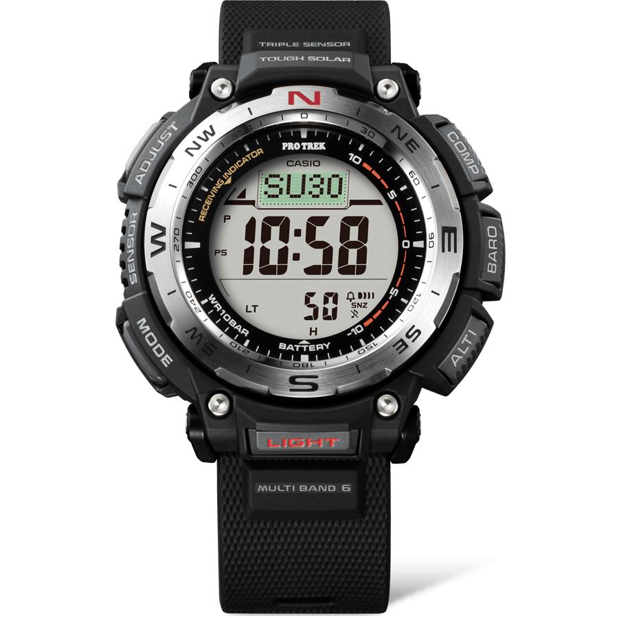 Casio Мужские аналоговые кварцевые часы с будильником из нержавеющей стали, водонепроницаемые до 100 м PRW-3400-1