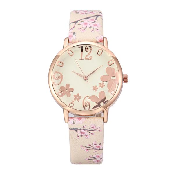 Women Creative Flower Watches Ladies Fashion Casual Leather Quartz Wristwatches Gift Clock