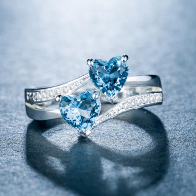 Кольцо Chenrui Zircon Double Heart Ring - европейская и американская женская бижутерия