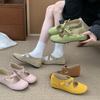 2025 Simple and Versatile Suede Cross with Flat Mary Jane Shoes Retro Inner Height Increase Commuter Ballet Single Shoes Women