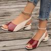 Sandals Women's Medium Heel Thick Heel Summer New Soft Leather Cool Slippers Wear Fish Mouth Large Size Women's Shoes