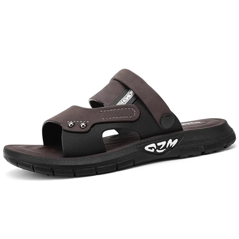 Мода Мода Мужские Сандалии 2025 Новые Летние Повседневные Кожаные Сандалии для Ходьбы Уличная Нескользящая Обувь Классические Дышащие Деловые Сандалии