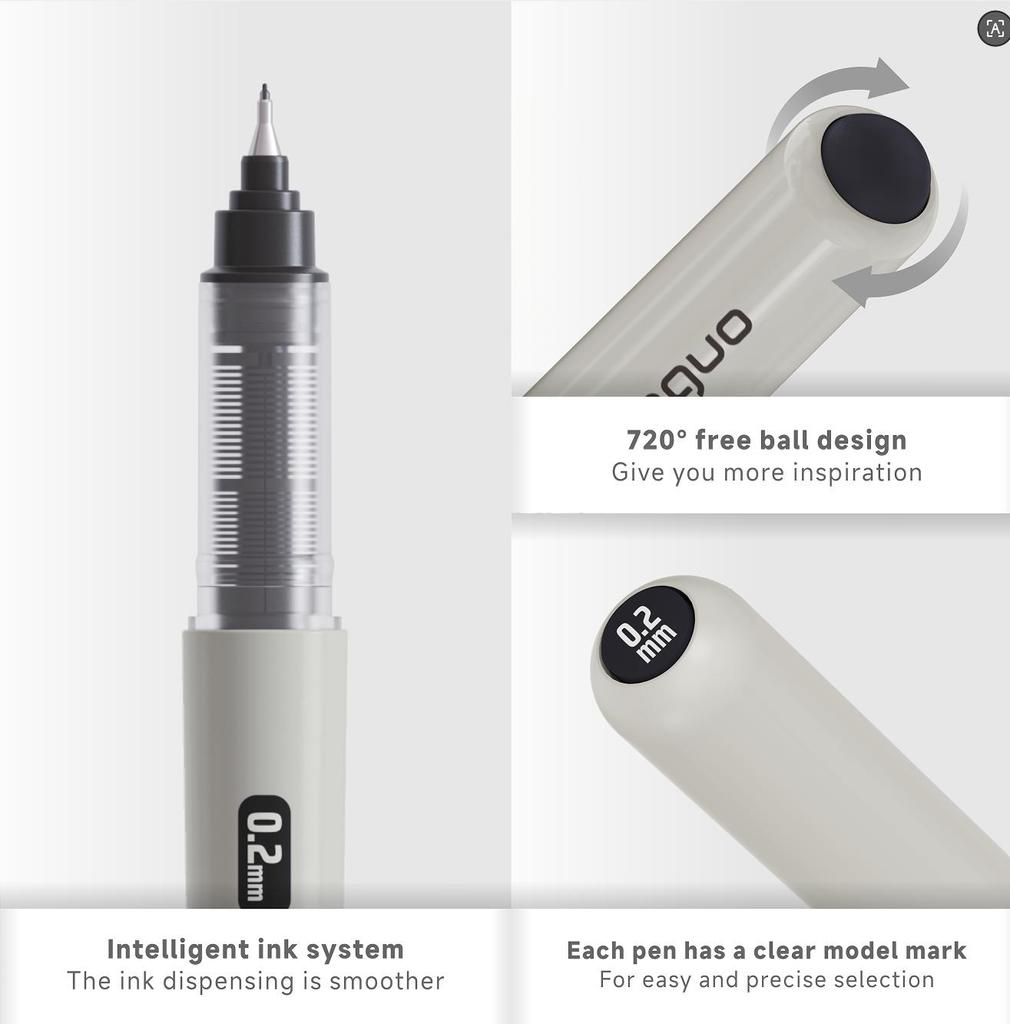 LANGUO 0.2/0.5mm Nib Size Pigment Liner Gel Pens Anti-smudge Water Resistant Fineliner Pens Stationery School Office Supplies