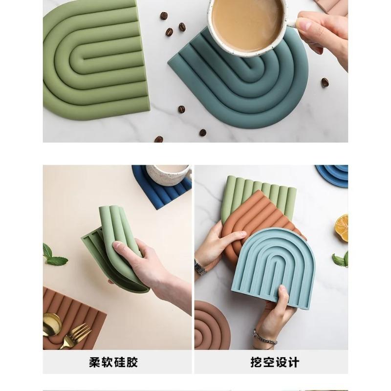 Радужный силиконовый коврик на стол, подставка, многофункциональные подставки для кастрюль для кухни, термостойкий коврик для сковороды, подставка для горячих блюд, прихватка, плейсмат