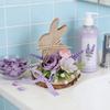 Easter Bunny Wooden Sign Desktop Bunny Ornament with Artificial Flower Spring Party Tabletop Centerpiece for Tiered Tray Home Decor