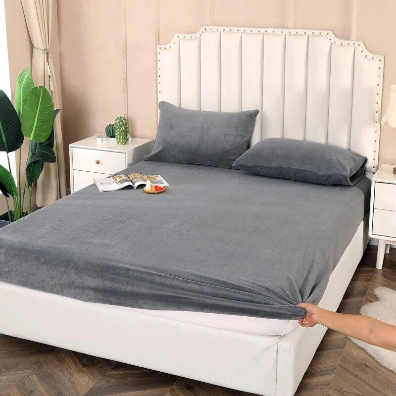 Регулируемая простыня из молочного бархата 135x190, простыня на резинке, 160x200, сплошной цвет, для зимней спальни