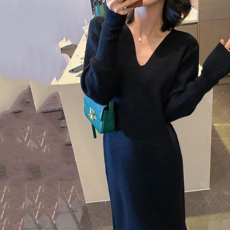 Легкая роскошь, утонченный стиль, королевский сестринский, легкий зрелый темперамент, платье-муза, вязаное красное платье на подкладке, женское, зимнее