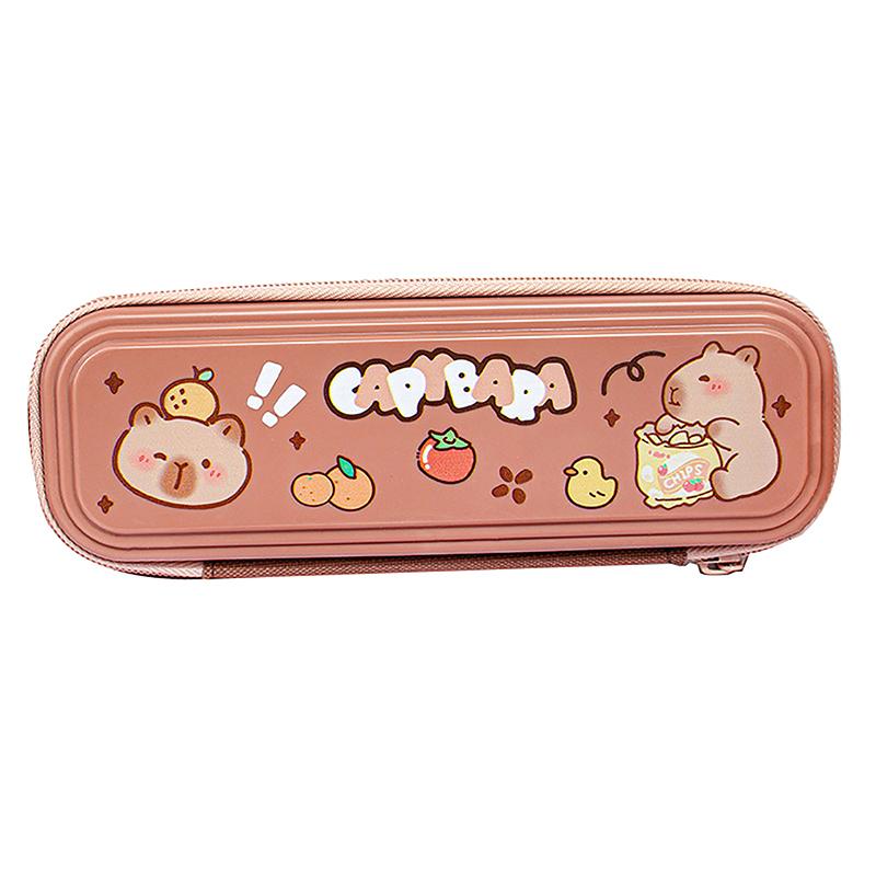 Large Capacity Capybara Pencil Case Pen Bag Student Stationery School Supplies Cute Cartoon Capybara Zipper Storage Box