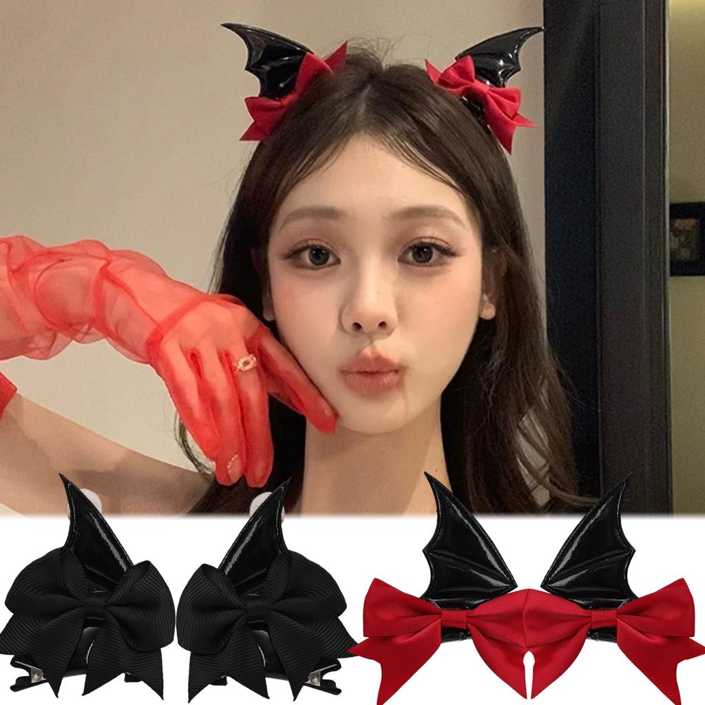 2/4Pcs Halloween Bat Wing Hair Clips Women Lolita Bat Devil Wings Shape Barrettes Gothic Spicy Girls Photo Prop Costume Hairpins