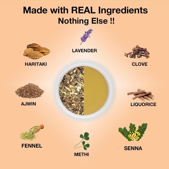 TEA SENSE Digestive Health Tisane with Fennel, Methi, Ajwain, Clove, Senna, Lavender | 100g Loose Tea | Natural Digestion Support | 50 Cups+