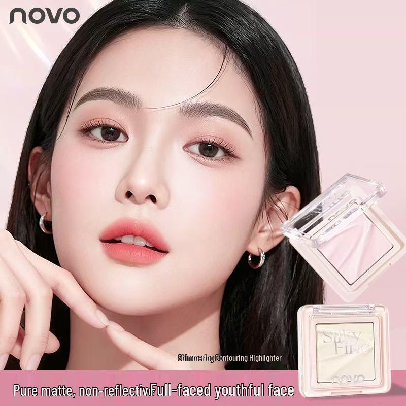 NOVO9113 Матовый 3D Хайлайтер для Скульптурирования Лица: Осветляющий, Стойкий, Сужающий поры, Мягкий фокус для девичьего сияния.