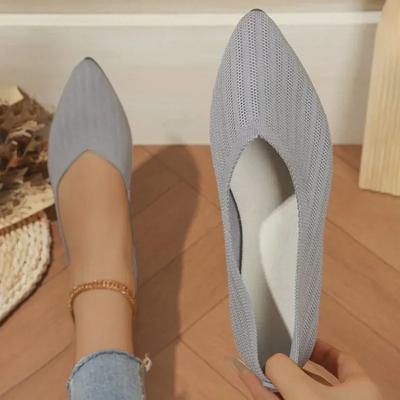 Женские туфли на плоской подошве с круглым носком. Удобные вязаные балетки на плоской подошве. Повседневная обувь без шнуровки на мелкой подошве. Офисные топсайдеры. Мокасины больших размеров.
