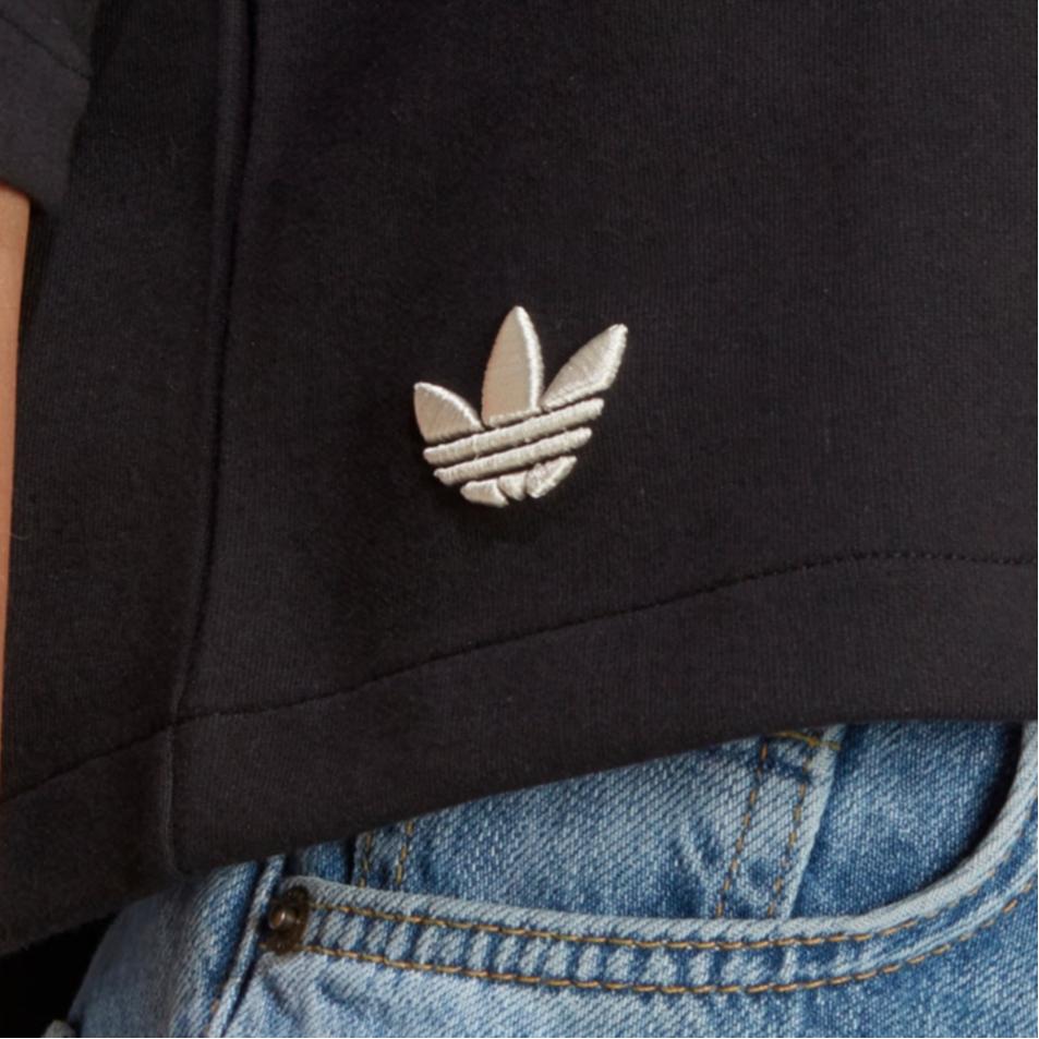 adidas Футболка Originals Adicolor Neuclassics с трилистником и принтом в виде трех полосок, женские топы, черный цвет IB7310