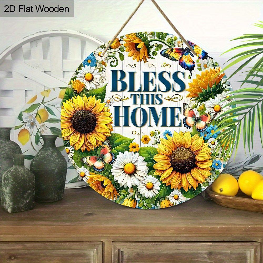 2D Flat Hanging Decorative Signs,interior Wall or Door Decoration,garden Decoration,the Pattern Is Sunflower,a Housewarming Gift for Friends