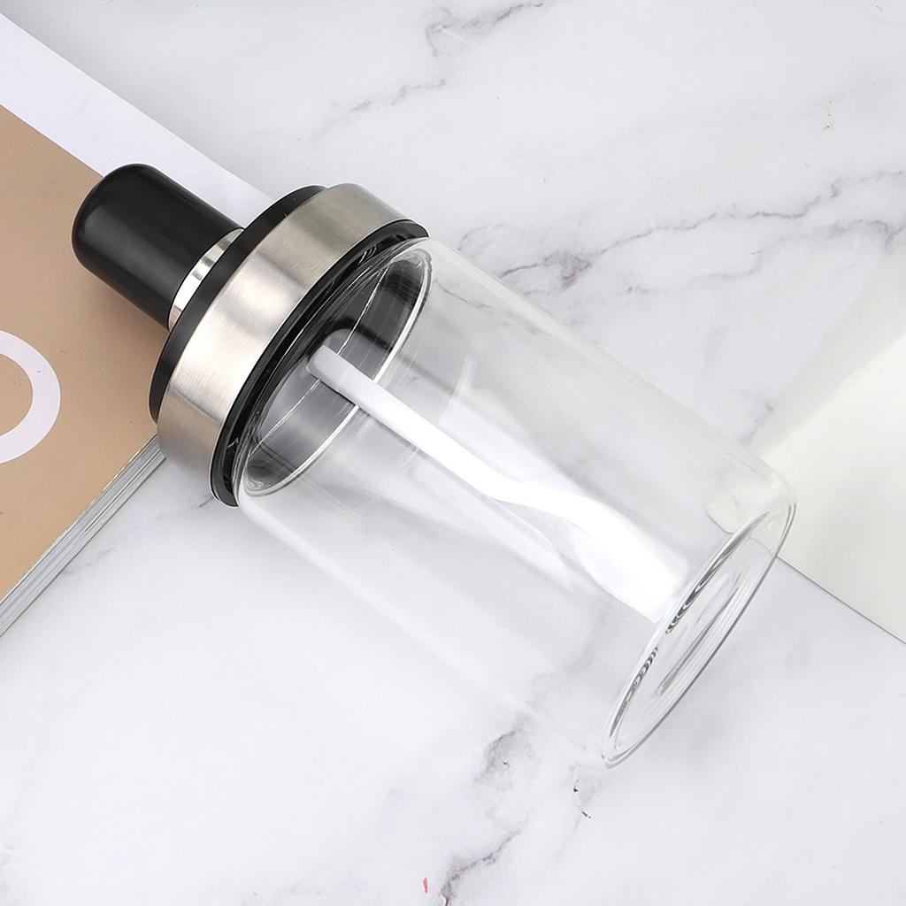 Transparent Glass Seasoning Jar Salt Pepper Seasoning Pot Bottle with Spoon for Kitchen Use