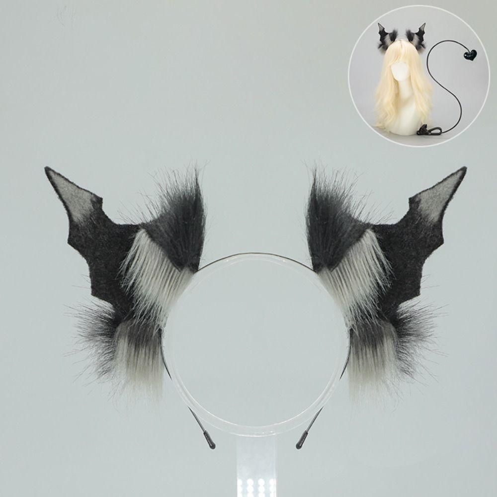 Black Demon Tail Prop Dark Gothic Cosplay Costume New Demon Horns Headband  Party