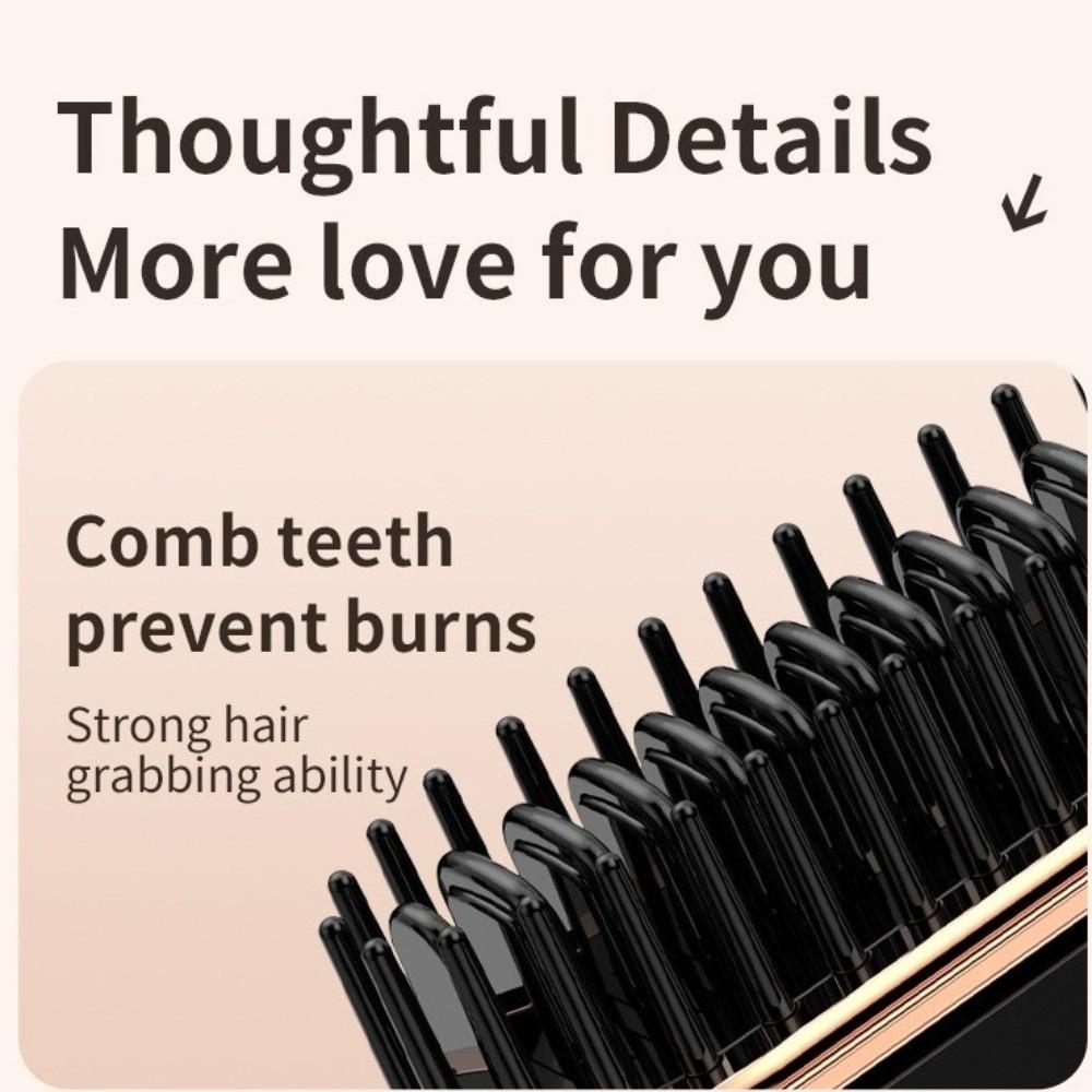 Portable Electric Heating Hair Straightener Brush Rechargeable Hot Comb
