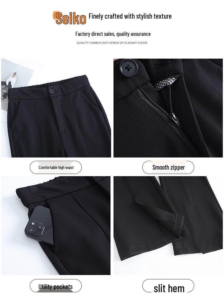 2026 Spring Bestseller Women's Slimming Black Split Flared Pants