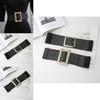 Elegant Faux Leather Wide Waist Belt For Women With Square Buckle And Elastic Fit For Dresses And Coats